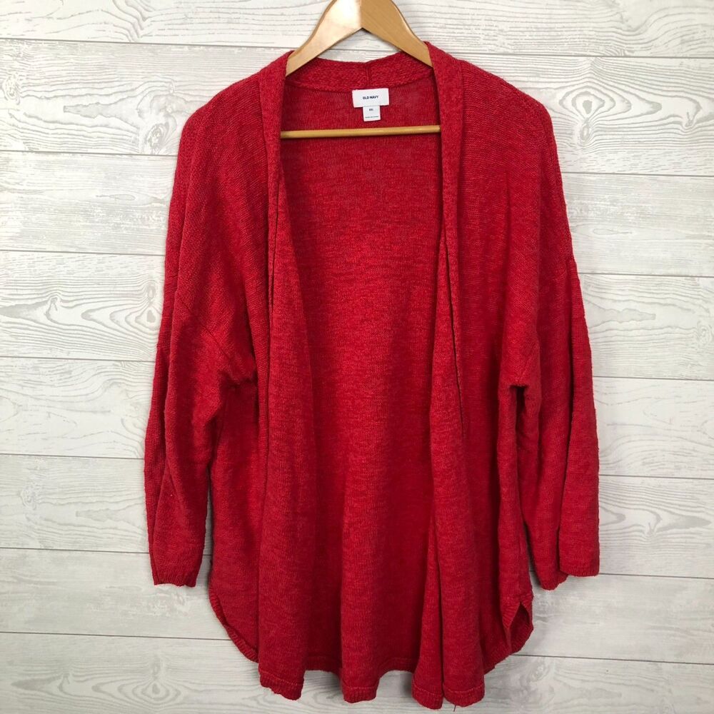 Old Navy Women's XXL Long Sleeve Open Front Cardigan Sweater 100% Cotton Coral